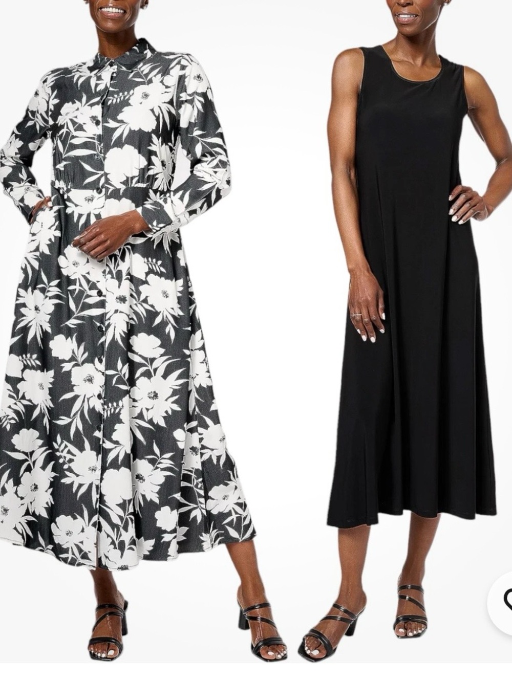 Black Floral Shirtdress & Black Sleeveless Dress XL Tall Set